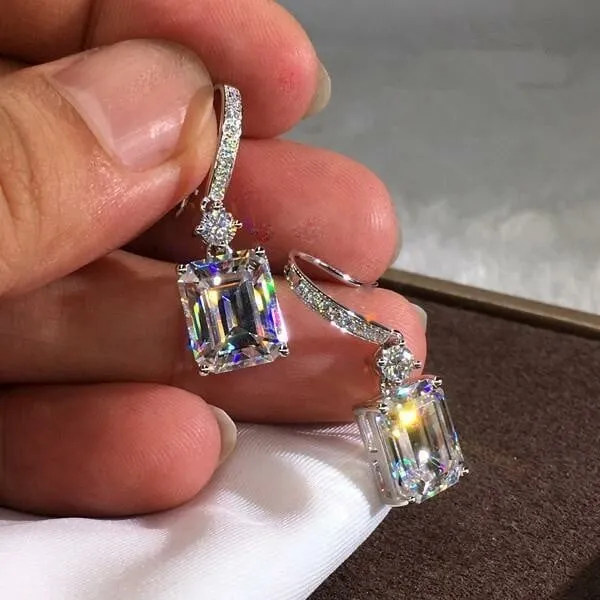 Square Cut Ice Candy Silver Earrings